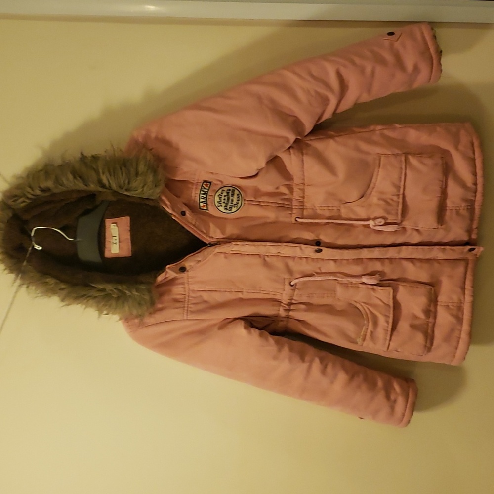 Z & I winter faux fur hoodie zip up army shelter downike new